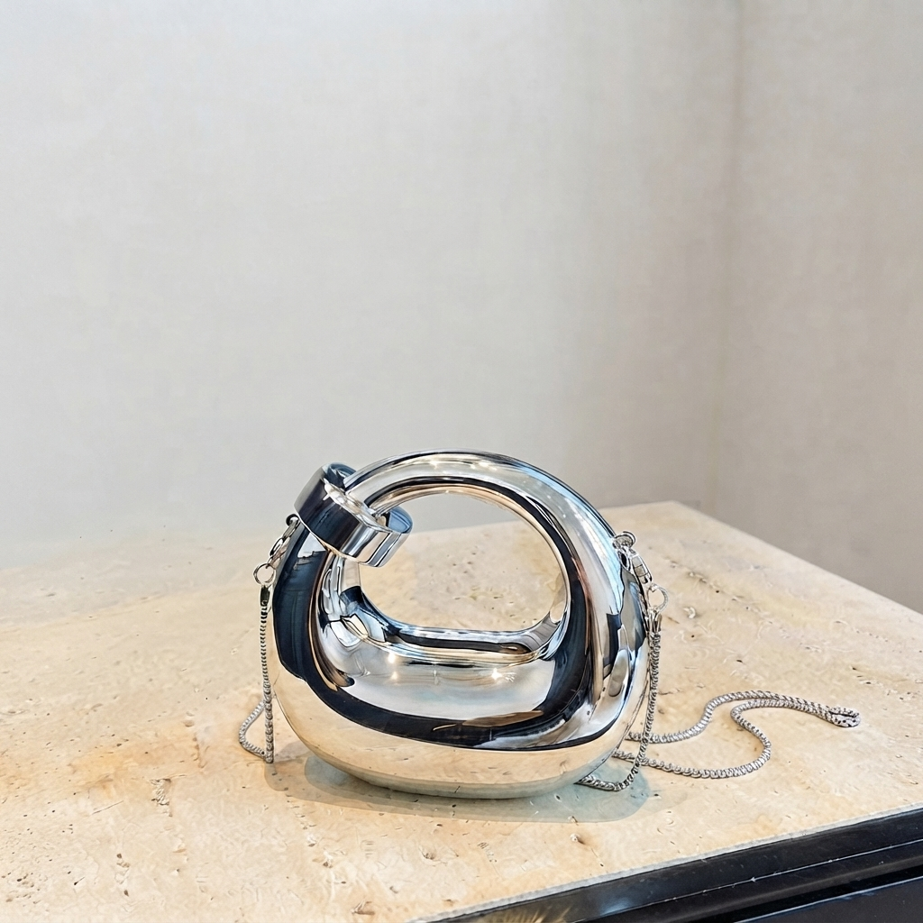 Acrylic Moon Shape Bag- Silver