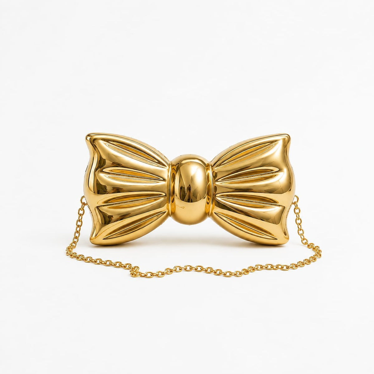 Premium Gold Bow-Shaped Mini Clutch Bag with Chain - Trendy & Chic